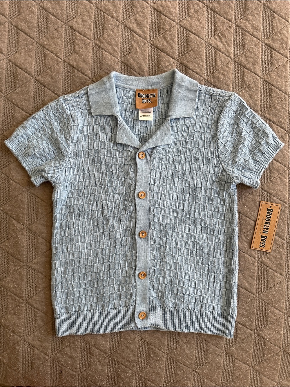 Light Blue Knit Polo Shirt for Kids
